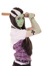Woman in Frankenstein costume with bat Royalty Free Stock Photo
