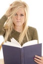 Woman frazzled with book Royalty Free Stock Photo