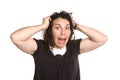 Woman with frazzled expression Royalty Free Stock Photo