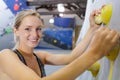 woman in free climbing wall Royalty Free Stock Photo