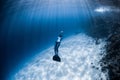 Woman freediver in monofin