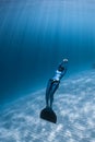 Woman freediver relaxes