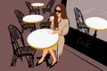 Woman at the french cafe Royalty Free Stock Photo