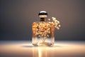 scent woman fragrance perfume flower aroma cosmetic elegance bottle glass smell. Generative AI.