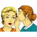 Woman friend gossip pop art comic cartoon vector icon