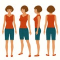 Woman , front, back and side view Royalty Free Stock Photo