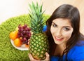 Woman fruit diet portrait