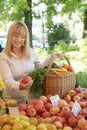 Woman on the fruit market Royalty Free Stock Photo