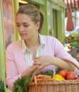 Woman on the fruit market Royalty Free Stock Photo