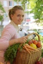 Woman on the fruit market Royalty Free Stock Photo