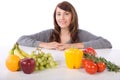 Woman fruit and vegetables Royalty Free Stock Photo