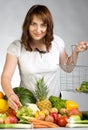 Woman with fruit & veggies