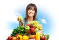 Woman, fruits, nature Royalty Free Stock Photo