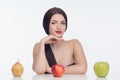 Woman with fruits Royalty Free Stock Photo