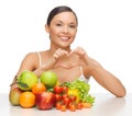 Woman with fruits and vegetables