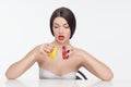 Woman with fruits Royalty Free Stock Photo