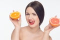 Woman with fruits Royalty Free Stock Photo