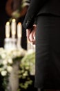 Woman at funeral mourning