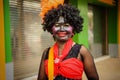 woman with funny costume for candle festival