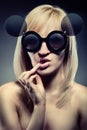 Woman with funny glasses Royalty Free Stock Photo