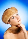 Woman in fur cap Royalty Free Stock Photo