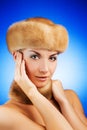 Woman in fur cap Royalty Free Stock Photo