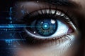 Woman future concept eye secure vision iris technology futuristic digital scan Royalty Free Stock Photo