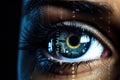 Woman future vision technology digital closeup human secure concept futuristic eye iris