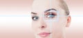 Woman futuristic eye with laser high-tech identification Royalty Free Stock Photo