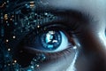 Woman futuristic human eye digital technology