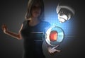 Woman and futusistic hologram