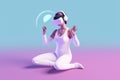 glasses woman sport game neon vr reality innovation freedom digital virtual. Generative AI.