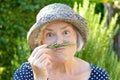 Woman garden fun funny moustache