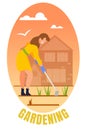 Woman Gardener Weeding Garden Bed. Ecological Food