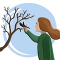 Woman gardening pruning tree