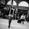 Woman at gare du nord in Paris Royalty Free Stock Photo