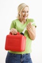 Woman with gas can. Royalty Free Stock Photo