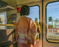 Woman with Geisha Costume at Train, Japan Royalty Free Stock Photo