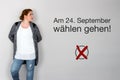 Woman with german appeal to vote at german federal election 2017