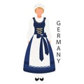 Woman in German national traditional costume. Culture and traditions of Germany. Illustration