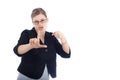 Woman gesture loser sign Royalty Free Stock Photo