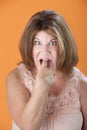 Woman Gestures To Throw-up Royalty Free Stock Photo