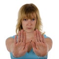 Woman gesturing stop with hand