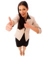 Woman gesturing success with thumbs up and big happy smile. Royalty Free Stock Photo