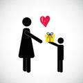 Woman gets gift from a child pictogram