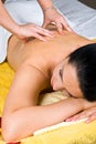 Woman getting back massage at spa