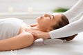 Woman getting body massage at white spa Royalty Free Stock Photo