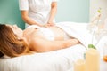 Woman getting deep tissue massage Royalty Free Stock Photo