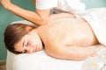 Woman getting a deep tissue massage Royalty Free Stock Photo