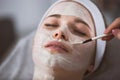 Woman getting enzymatic peeling at beautician`s Royalty Free Stock Photo